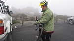 18-Cloud, fog & a very cold wind greets Heidi at the summit of Mt Wellington at 1,271M